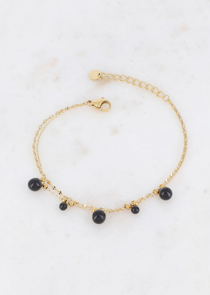 Wholesaler Ikita Paris - Double row bracelet with small steel and enamel balls