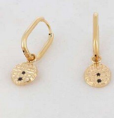 Mayorista Ikita Paris - Aros con colgante redondo, 2 piedras brillantes