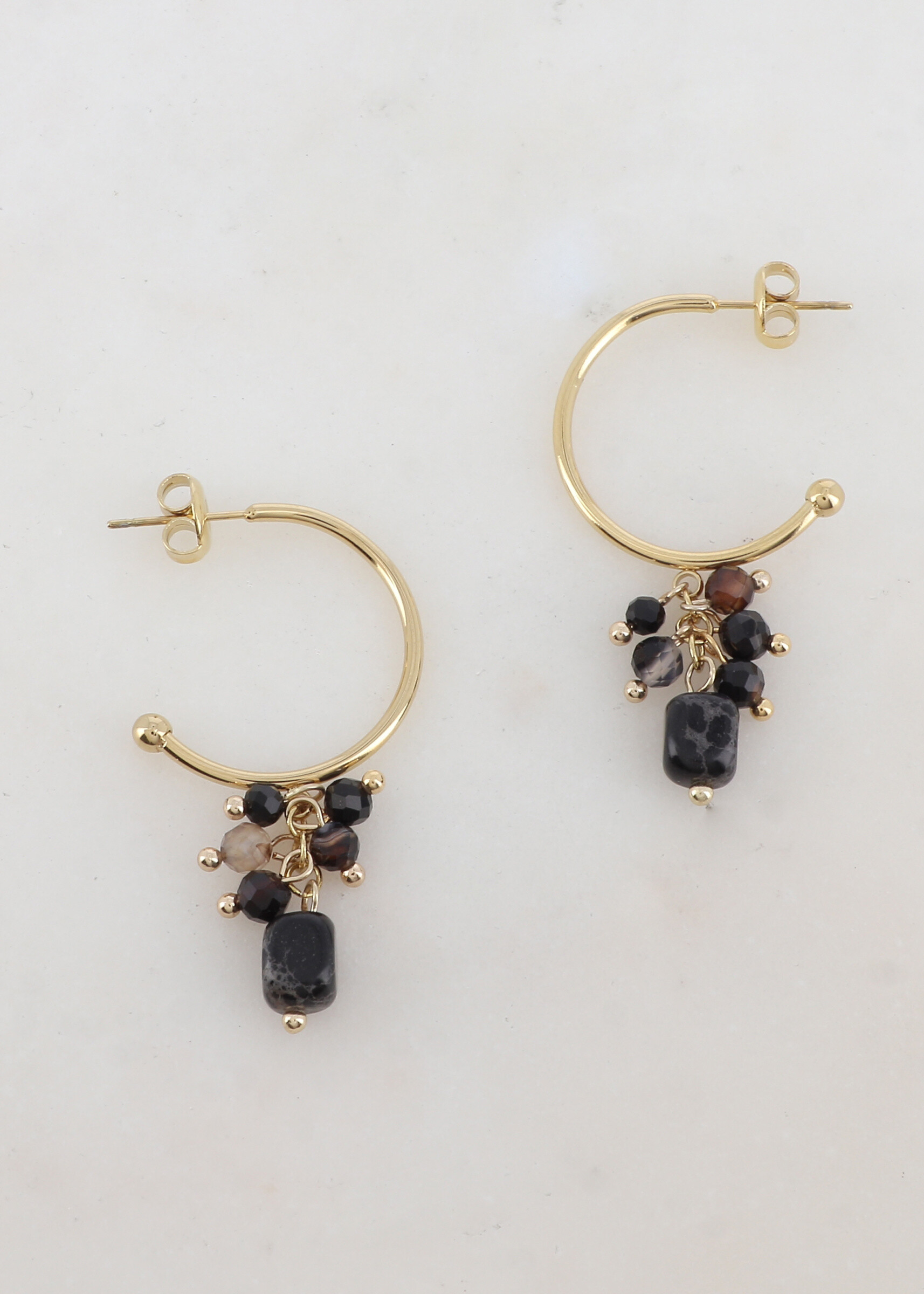 Wholesaler Ikita Paris - Pendant virgin creoles with natural stones