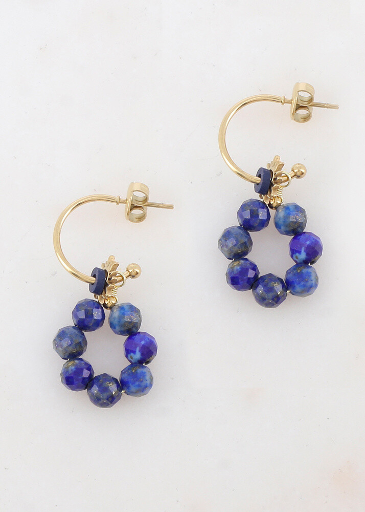 Wholesaler Ikita Paris - Creoles with smart with small washer, Sun Pampille and Natural Stones
