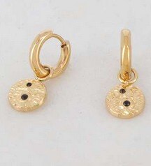 Mayorista Ikita Paris - Aros con colgante redondo, 2 piedras brillantes