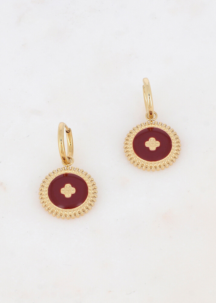 Wholesaler Ikita Paris - Creoles with enameled round, engraved flower
