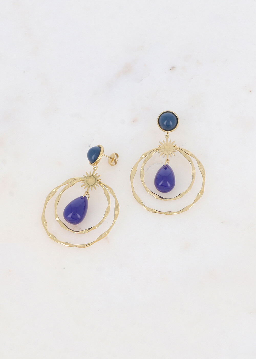 Wholesaler Ikita Paris - B.O. chip with round, resin and sun rings