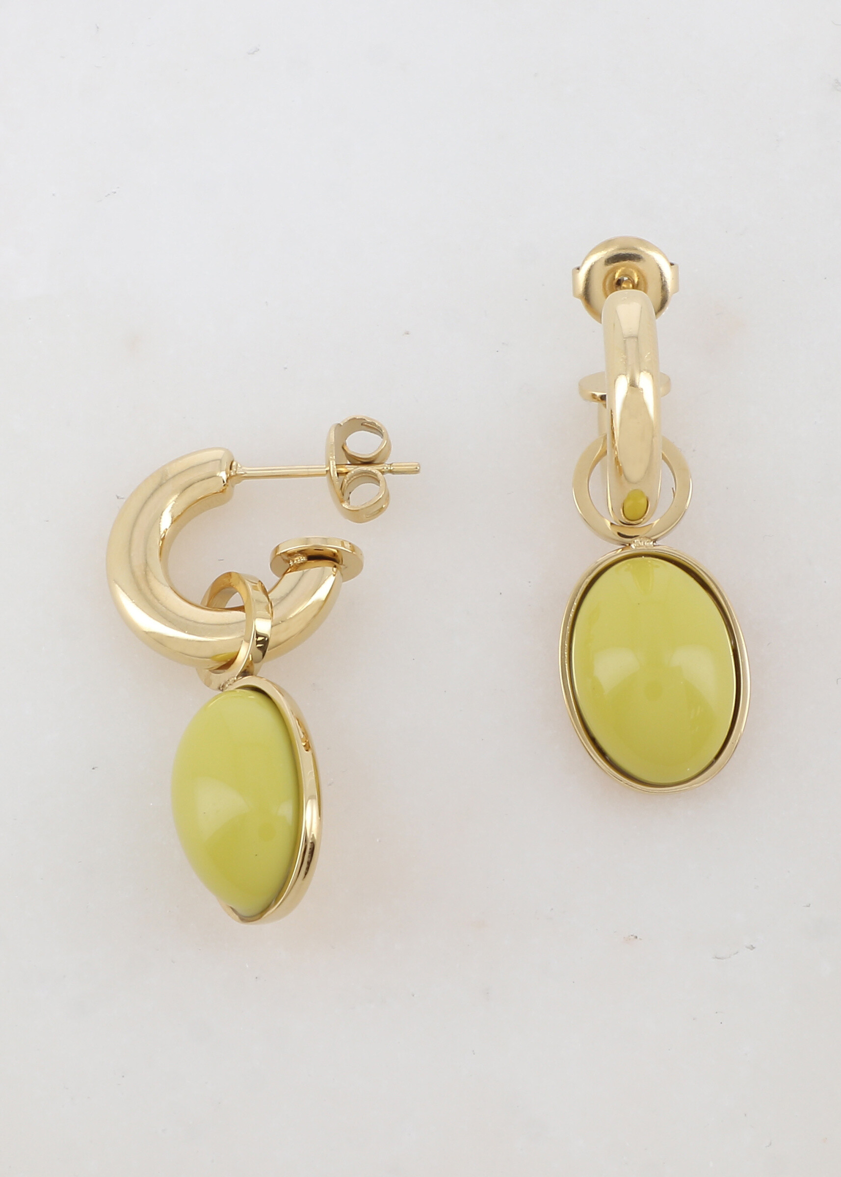 Wholesaler Ikita Paris - Creoles with chip with during resin oval