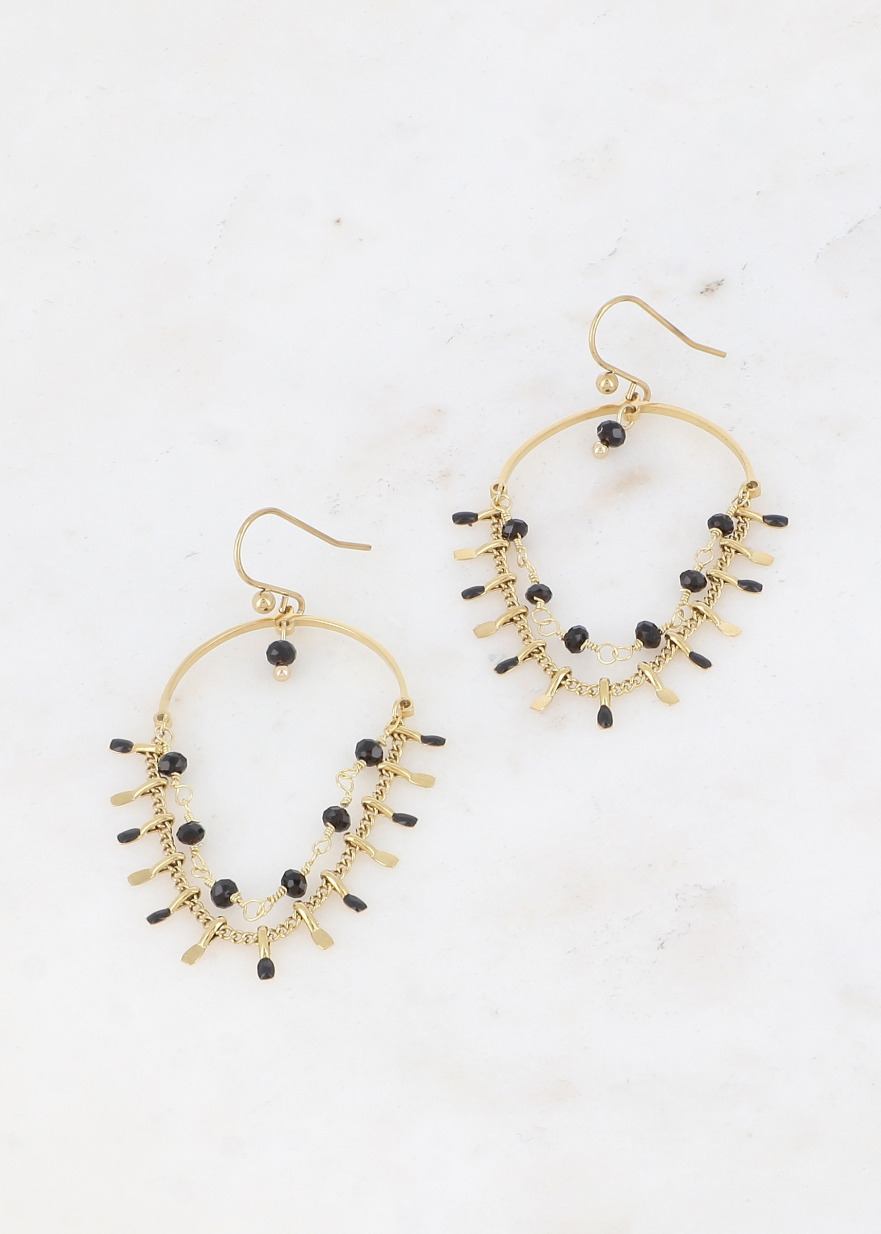 Wholesaler Ikita Paris - Hook earrings with beads, enamel, and chains