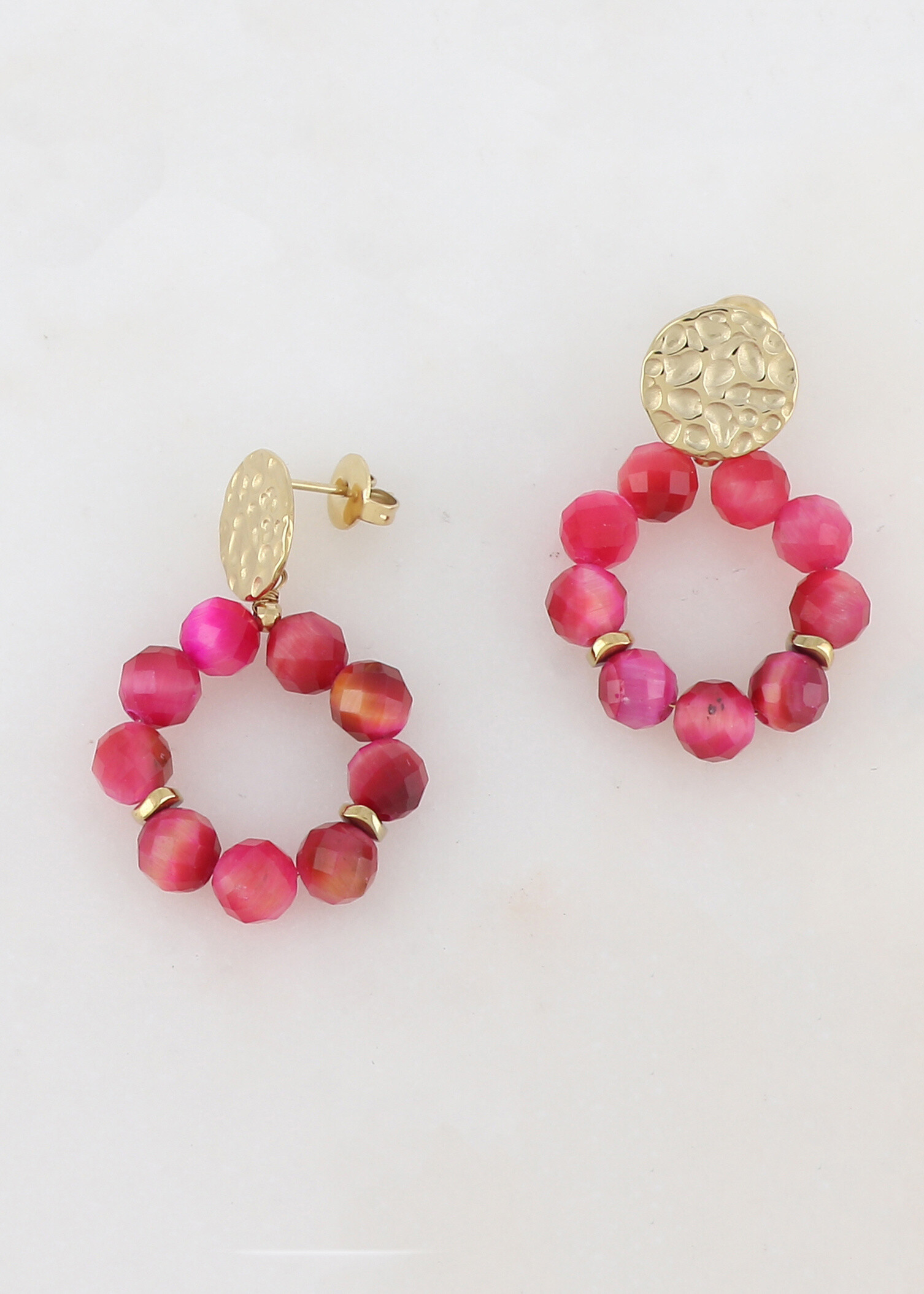 Wholesaler Ikita Paris - B.O to chip with hammered round piece, natural stones or freshwater pearls