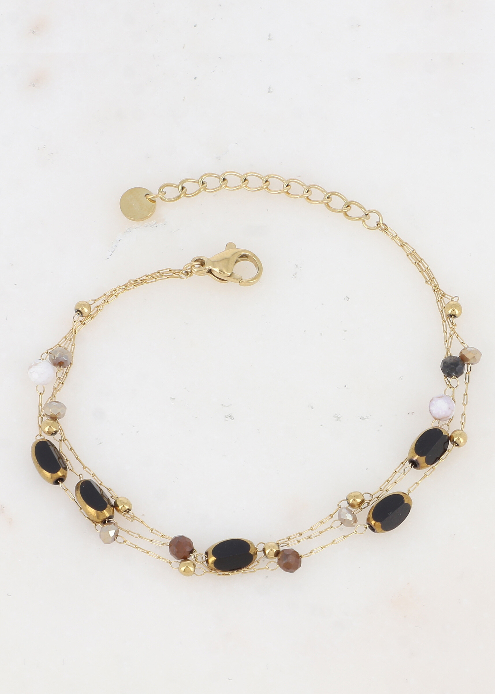 Wholesaler Ikita Paris - 3 row bracelet with natural stone and glass pasta
