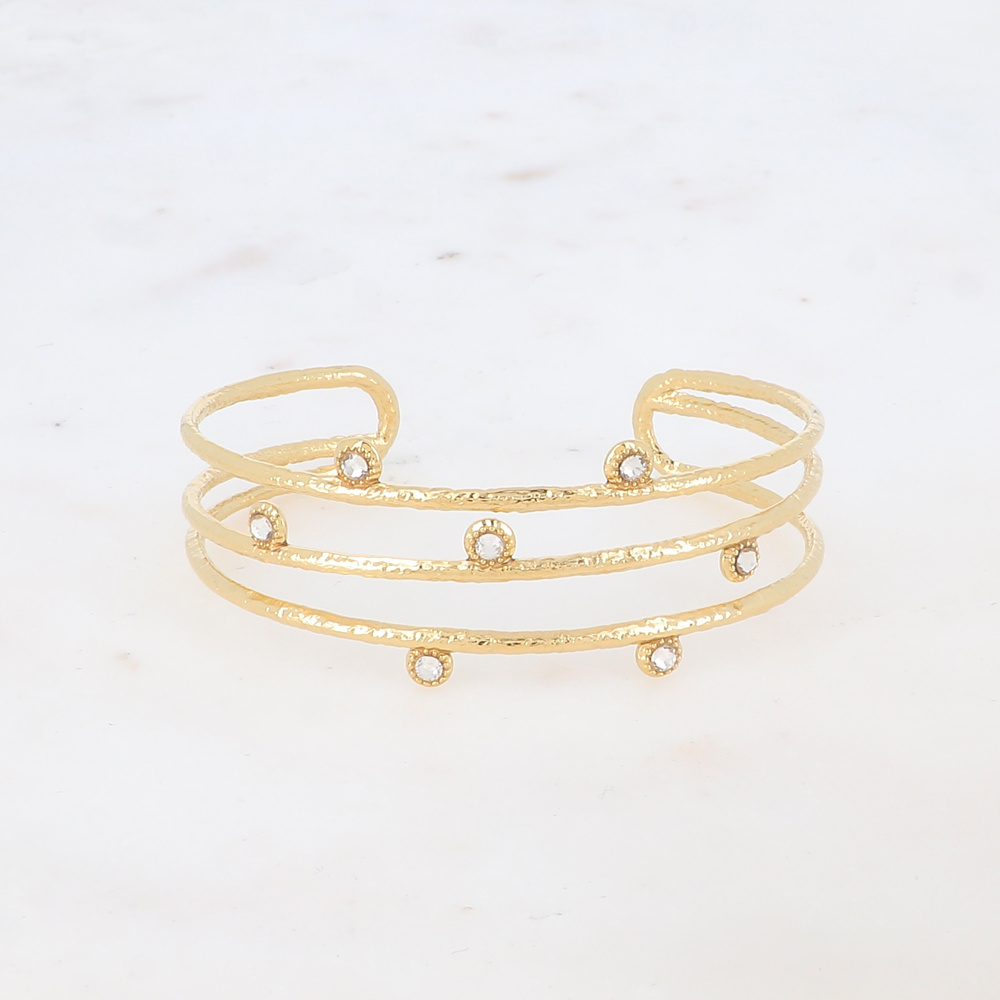Grossiste Ikita Paris - Manchette fine 3 rangs avec strass