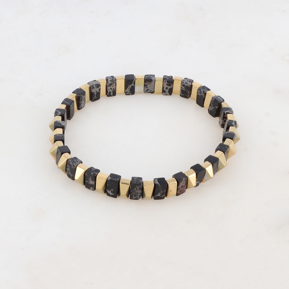 Mayorista Ikita Paris - Pulsera elástica con piedras y cuentas metálicas