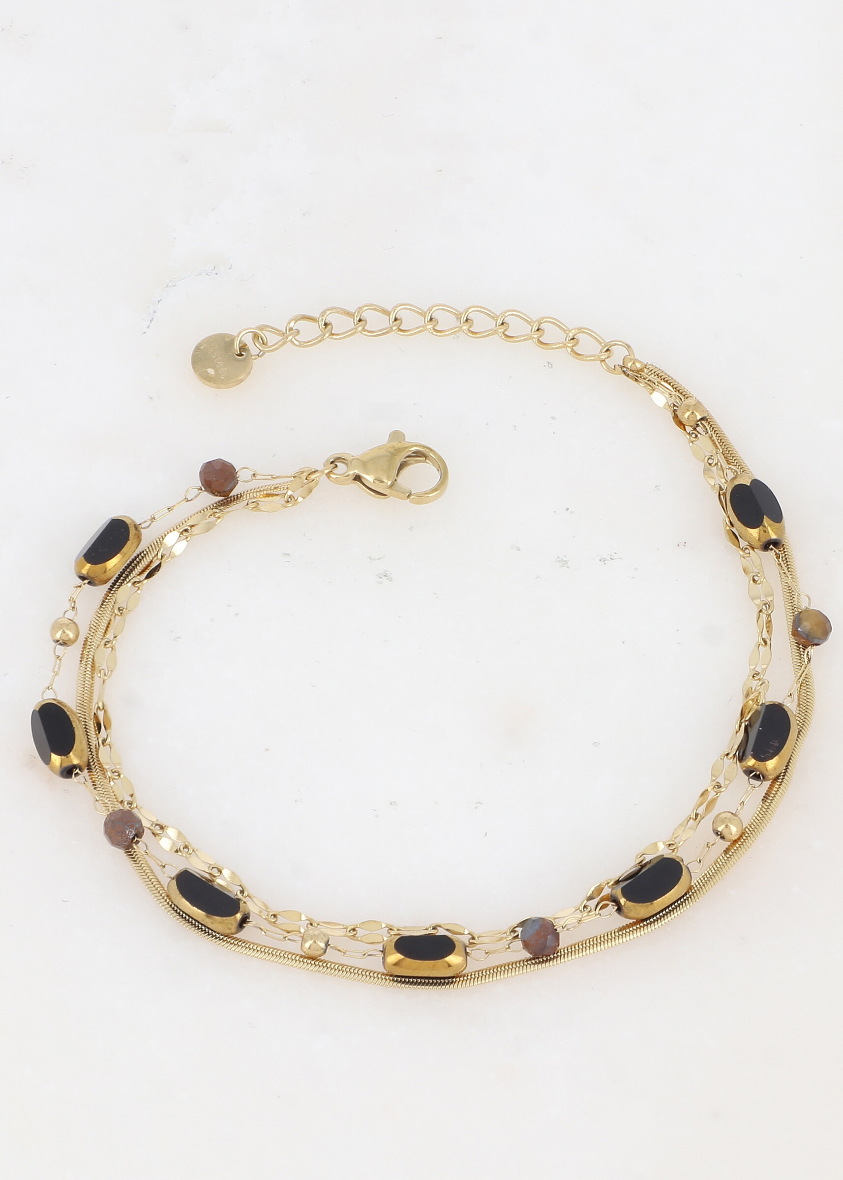 Wholesaler Ikita Paris - 3 row bracelet with natural stone and glass pasta