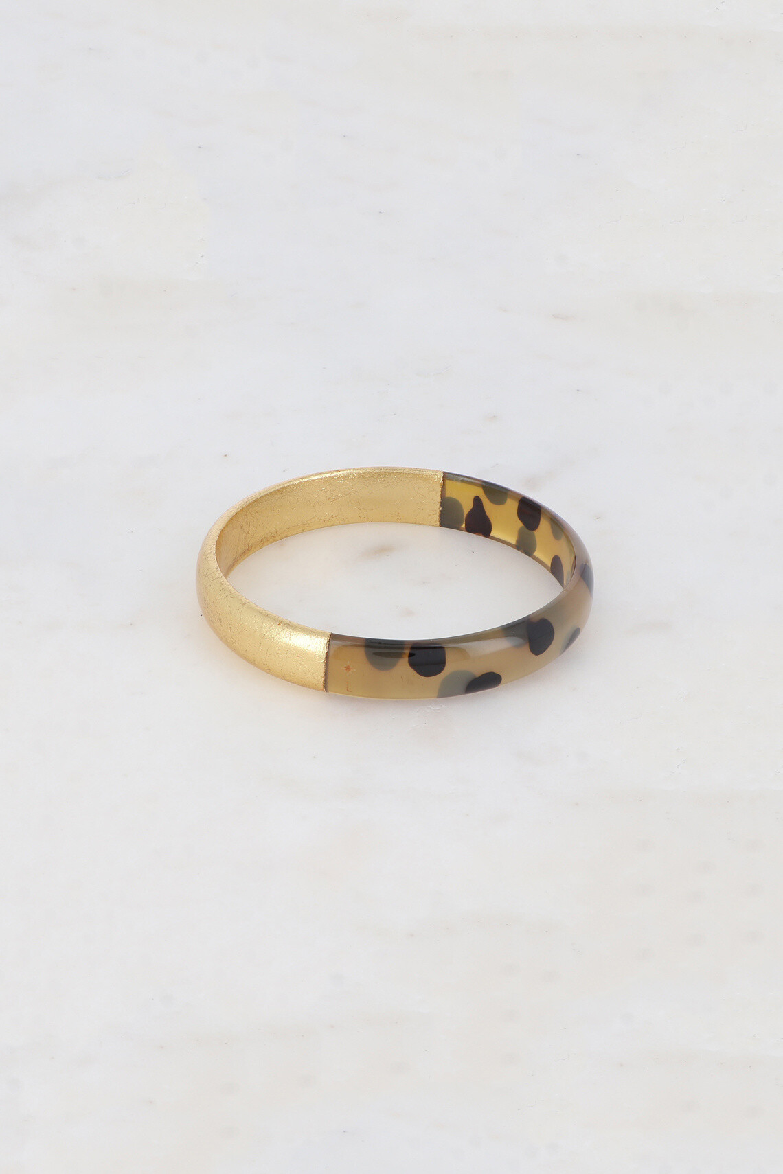 Mayorista Ikita Paris - Buffle Horn Flat Barn con patrón de leopardo con hojas de oro decorativas