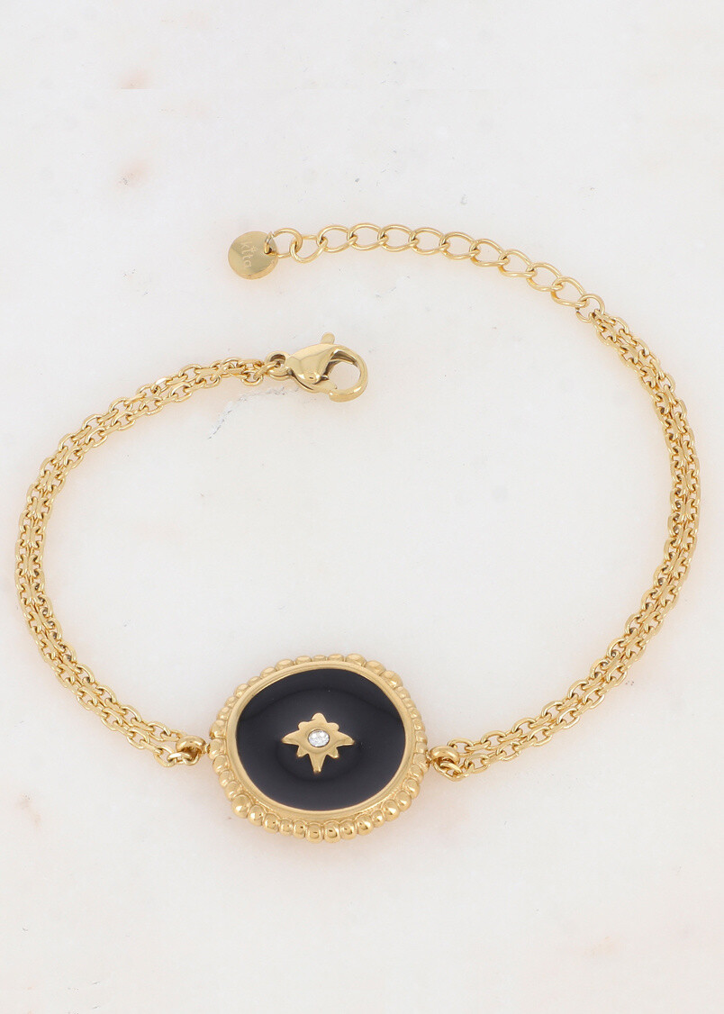 Wholesaler Ikita Paris - Double row bracelet with enameled room and rhinestones