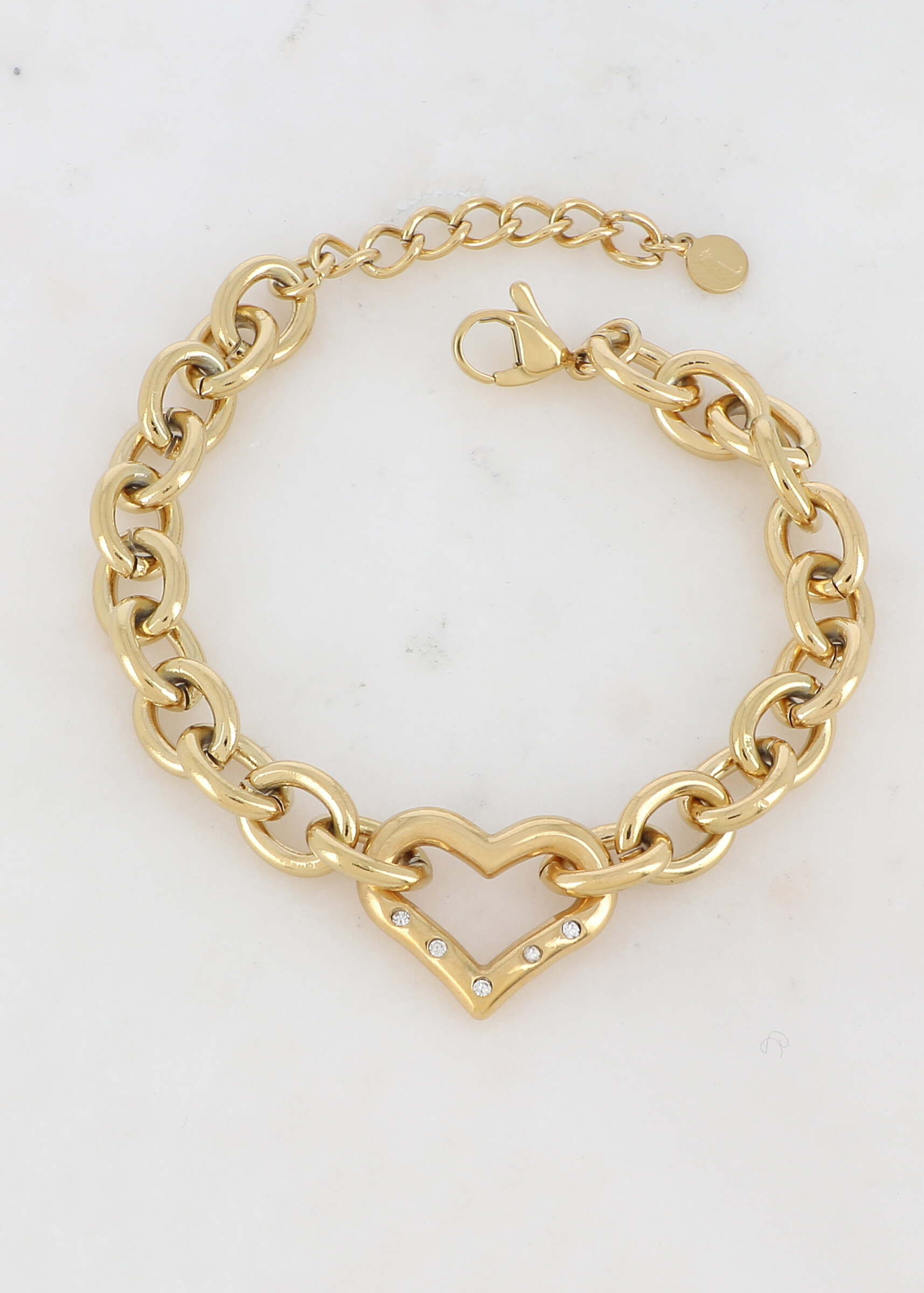 Grossista Ikita Paris - Bracciale a rete con un ciondolo di cuore e strass