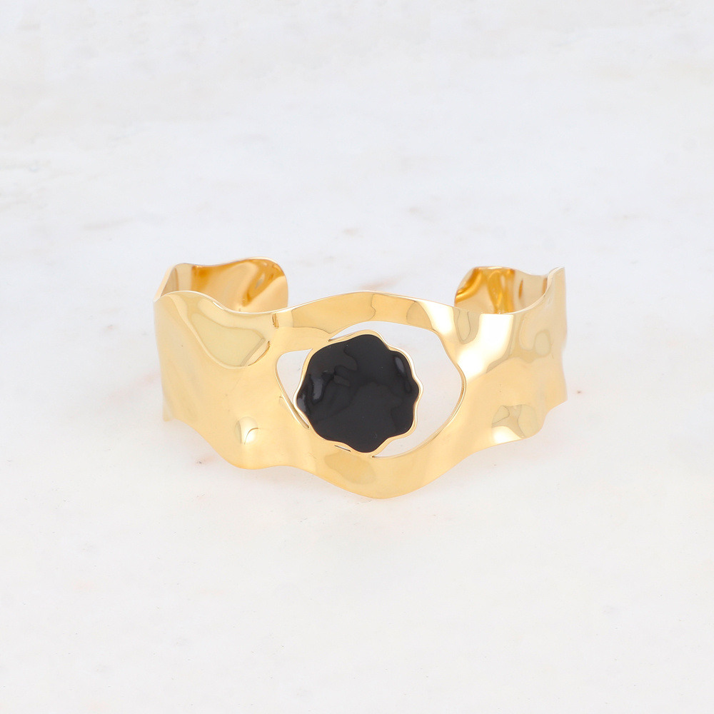 Mayorista Ikita Paris - Pulsera con pieza geométrica ondulada, esmalte
