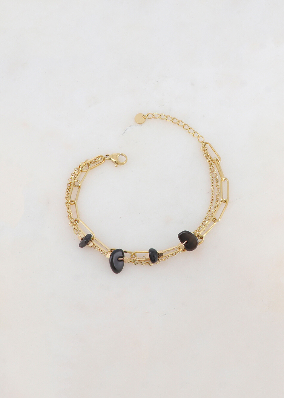 Wholesaler Ikita Paris - 3 row bracelet with mesh, natural stones