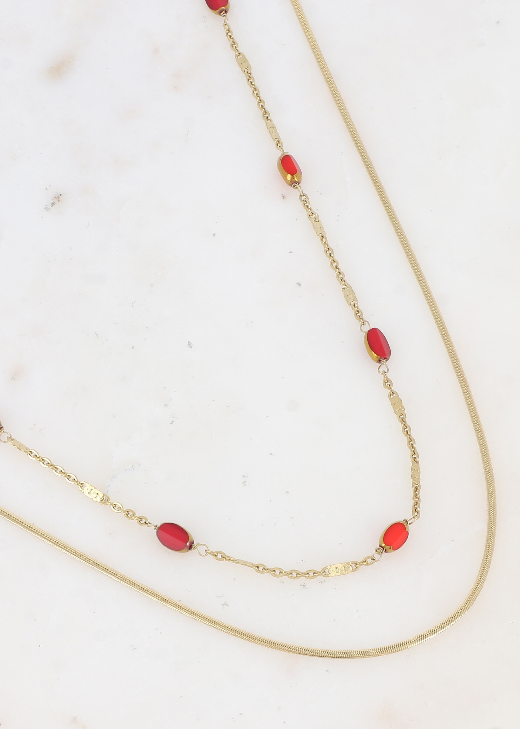Wholesaler Ikita Paris - 2 row long necklace with natural stone
