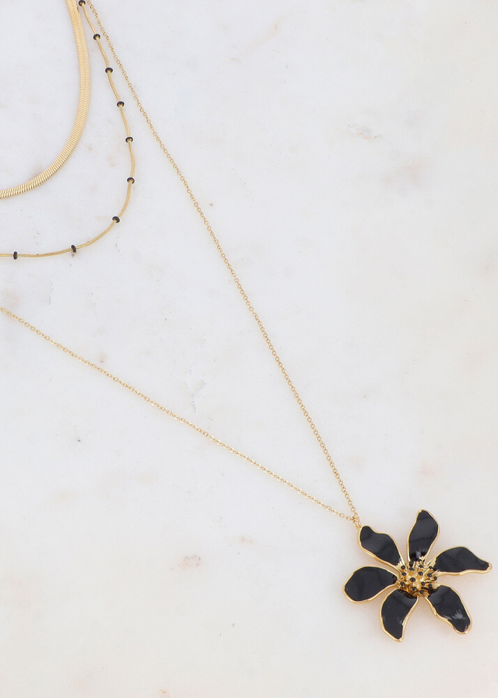 Wholesaler Ikita Paris - Necklace with flower and small enamel rings