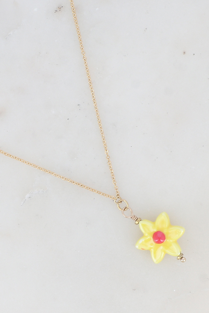 Mayorista Ikita Paris - Collar con flor de cerámica esmaltada