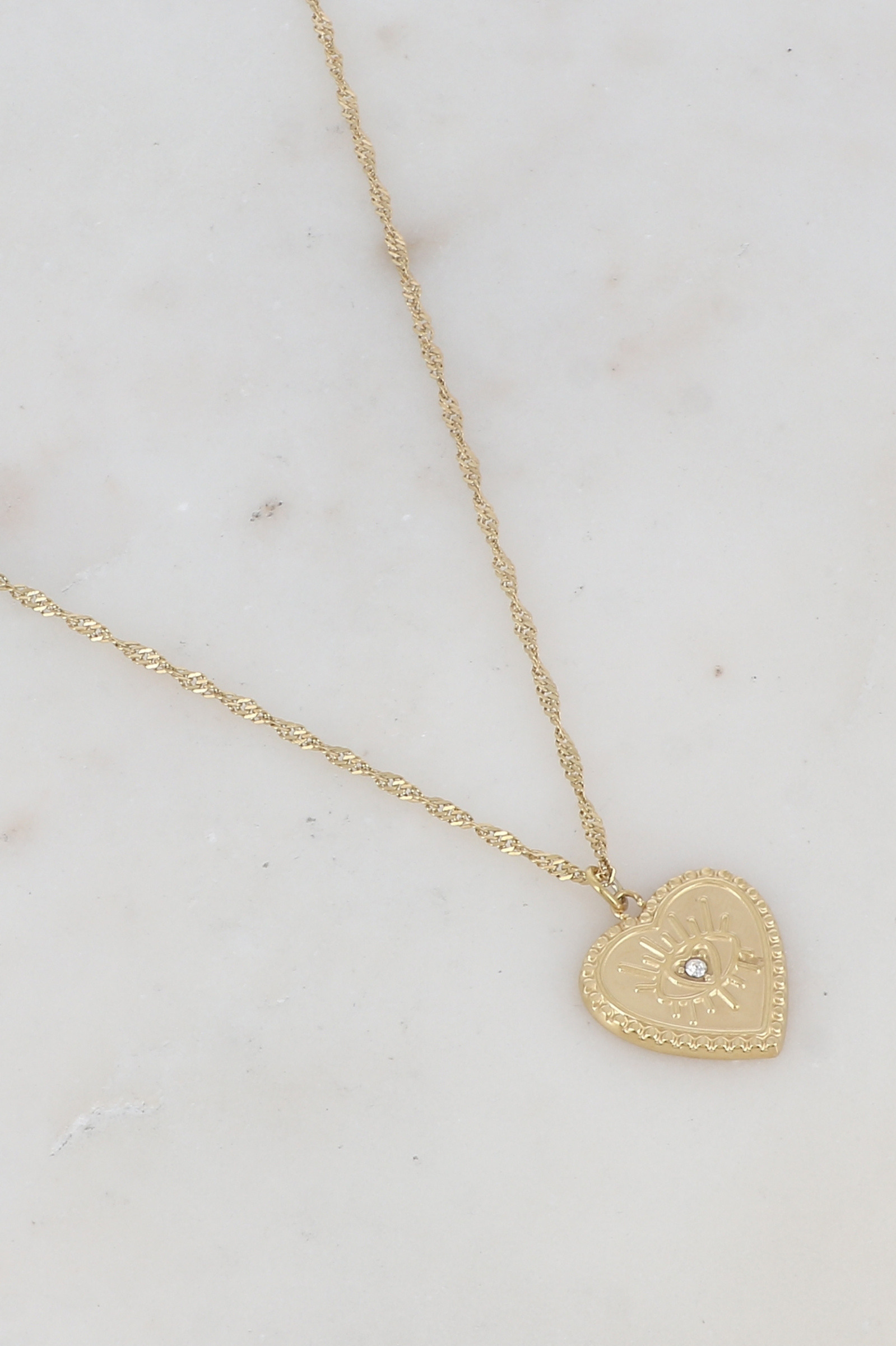 Grossiste Ikita Paris - Collier avec cœur avec motif œil strassé