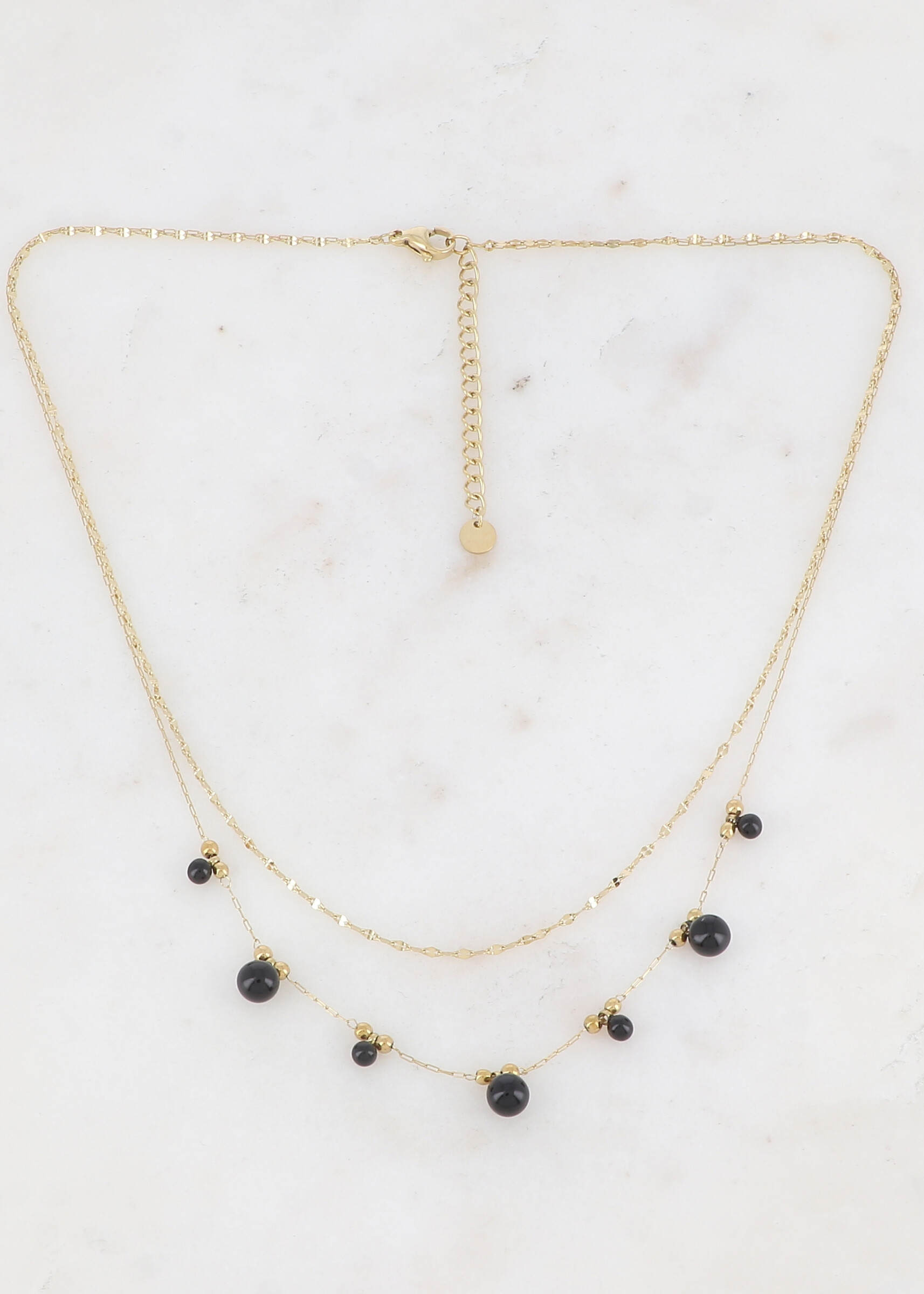 Wholesaler Ikita Paris - Double row necklace with small steel and enamel balls