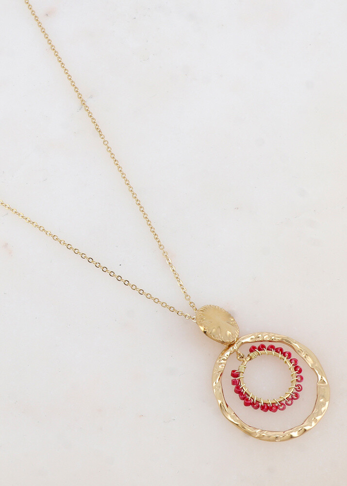 Wholesaler Ikita Paris - Necklace with round room, 2 rings and rockery pearls