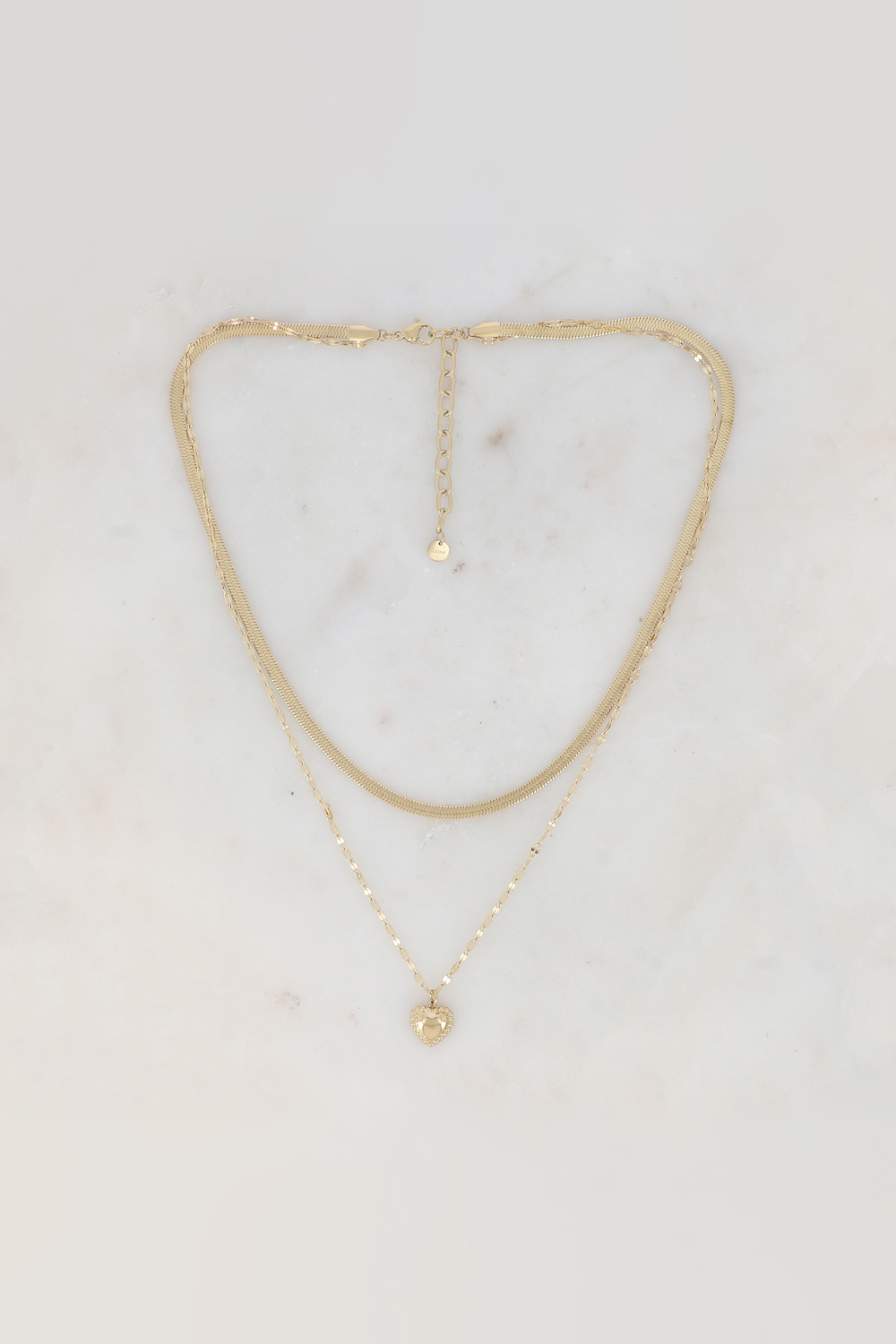 Wholesaler Ikita Paris - Double chain necklace with mirror links and heart