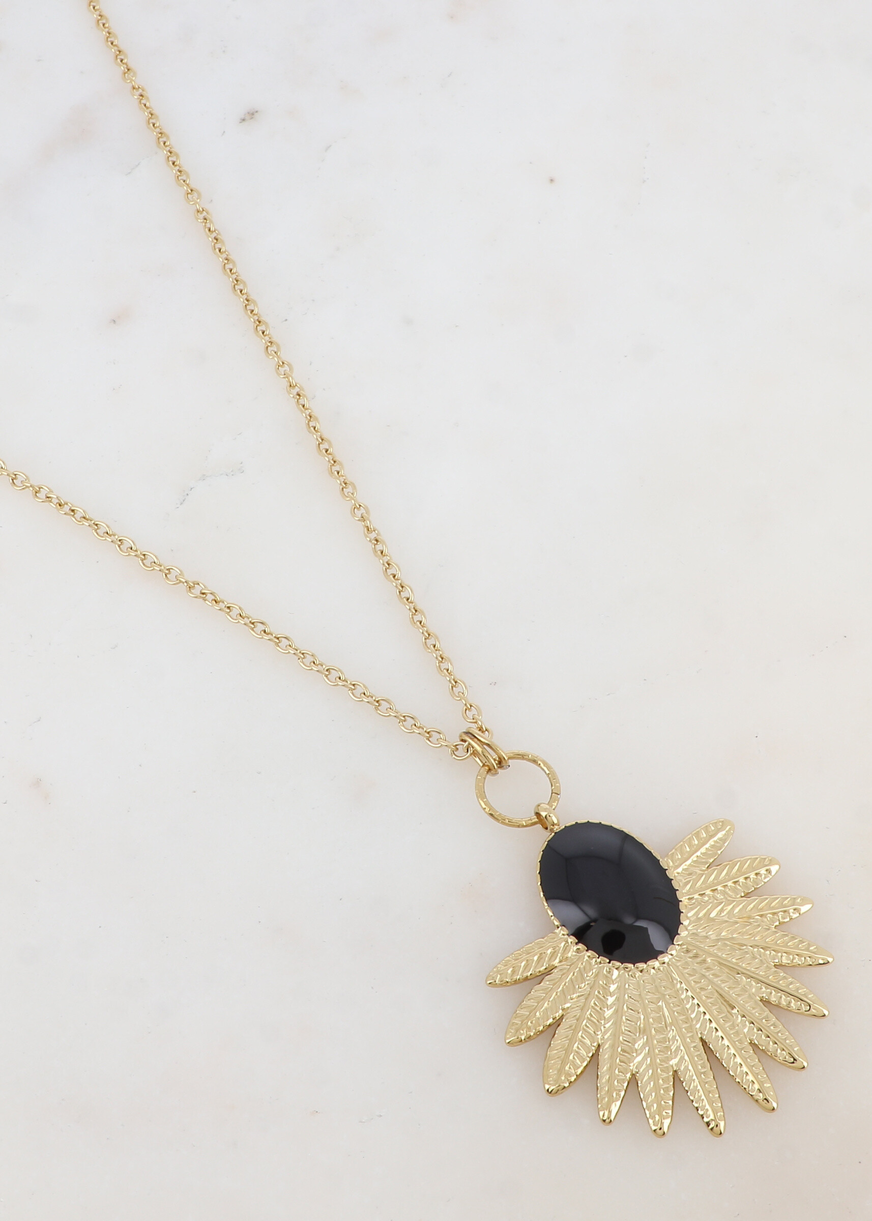 Wholesaler Ikita Paris - Long necklace with enamel foliage pendant