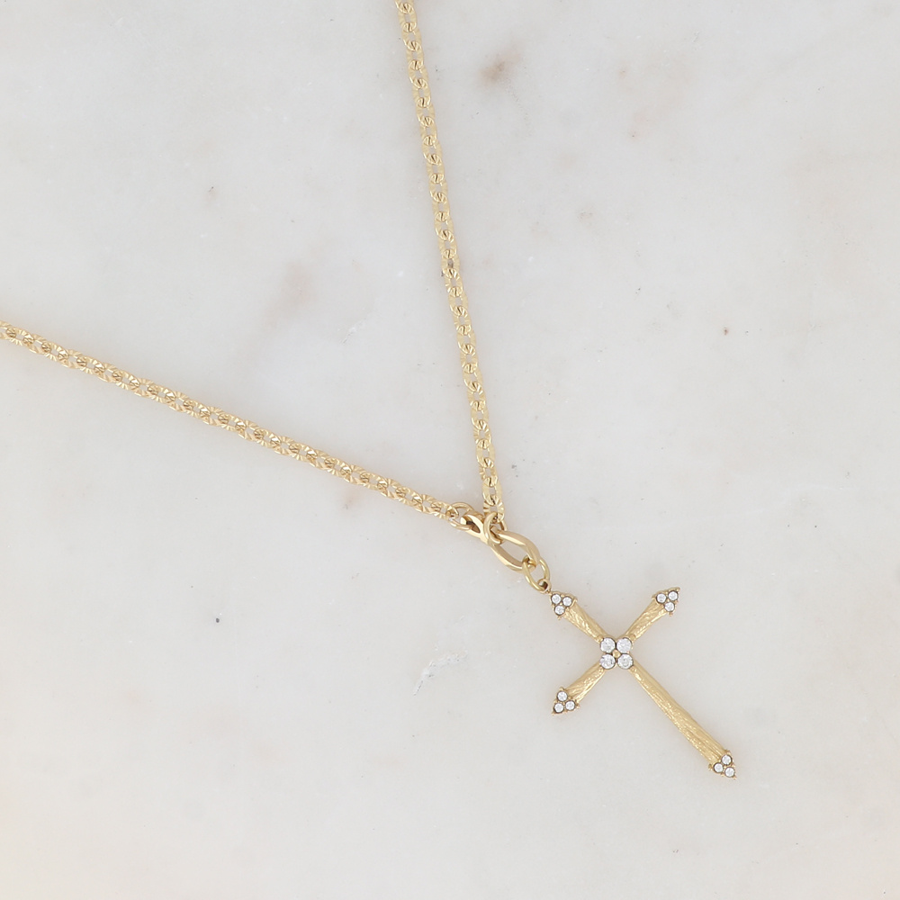 Wholesaler Ikita Paris - Long necklace with rhinestone cross