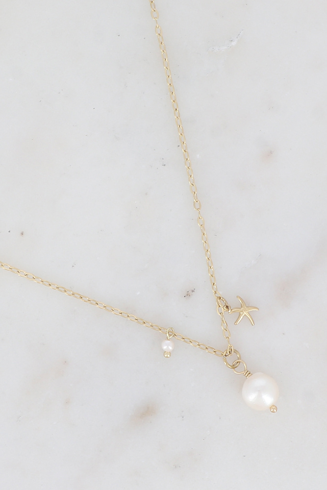 Mayorista Ikita Paris - Collar con perla de agua dulce, perla con efecto de resina nacarada y estrella de mar