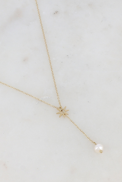 Großhändler Ikita Paris - Halskette mit fallender Kette, Sonne und Süßwasserperle Großhändler Ikita Paris - Halskette mit fallender Kette, Sonne und Süßwasserperle