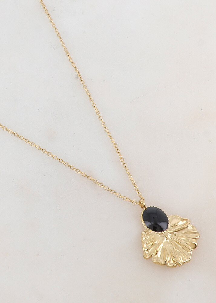 Wholesaler Ikita Paris - Necklace with enameled oval room and leaf