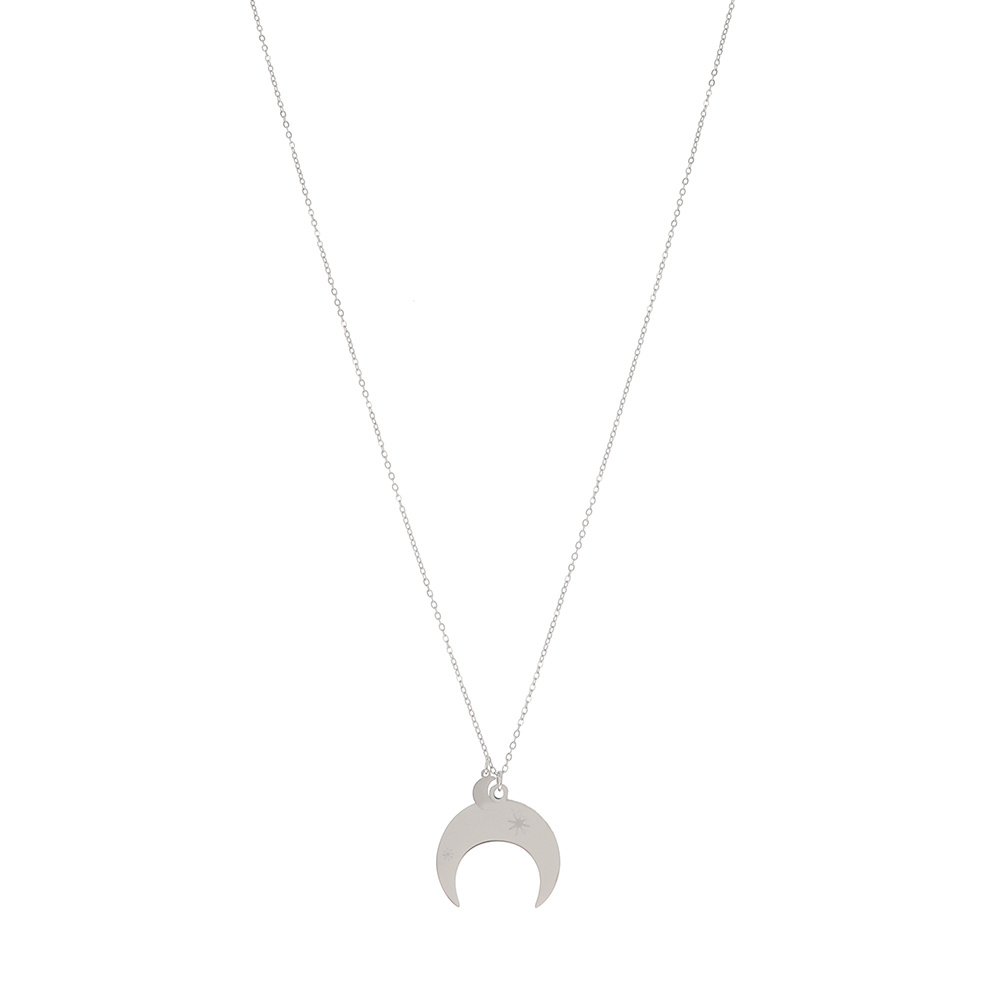 Grossista Ikita Paris - Collana con ciondolo a luna inciso con stelle LX753Z0500(55+5CM)