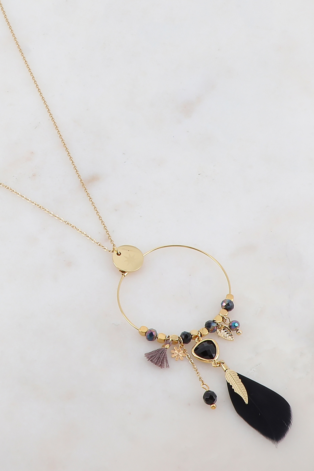 Wholesaler Ikita Paris - Necklace with charms and feather IKS0115N