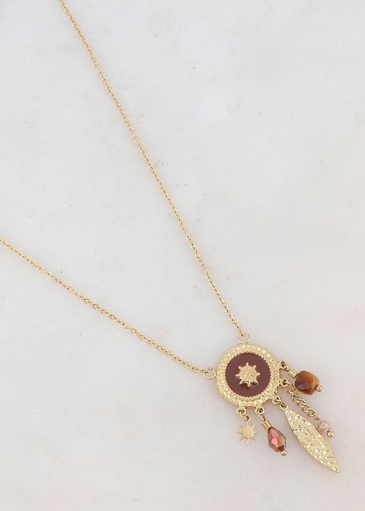 Wholesaler Ikita Paris - Collar with pampilles, chain, stones, glass paste and enamel