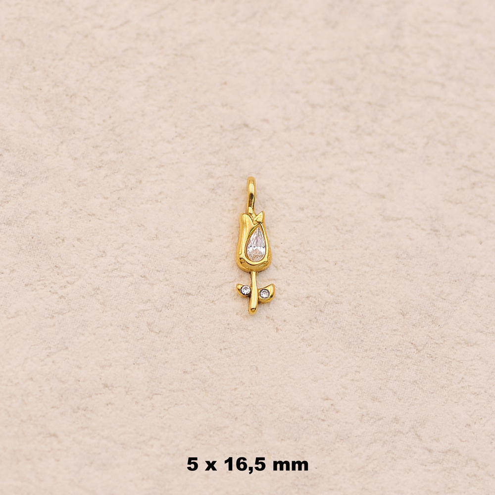 Wholesaler Ikita Paris - Set of 3 flower-shaped pendants adorned with cubic zirconia