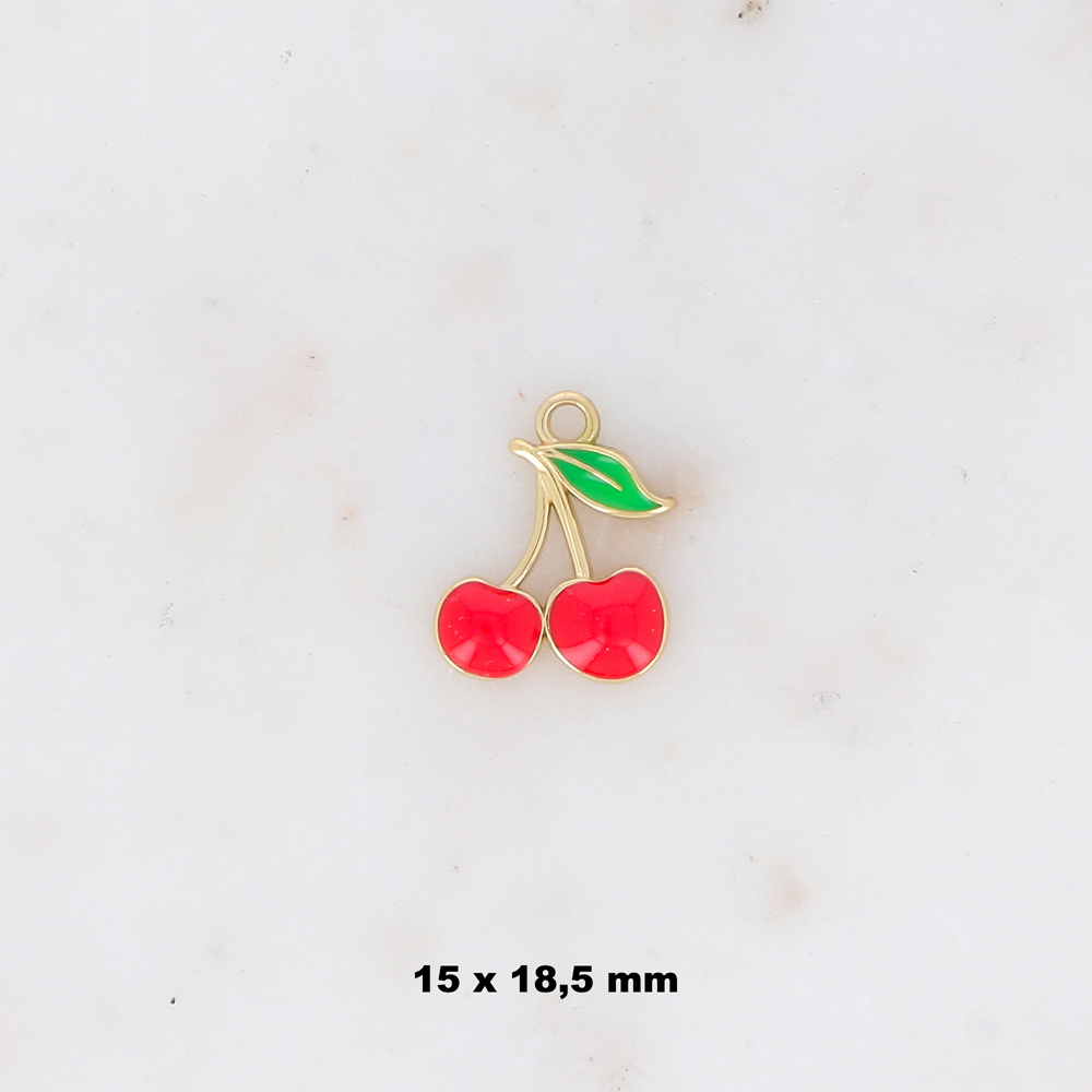 Mayorista Ikita Paris - LOTE DE 3 Colgantes con forma de cerezas esmaltadas