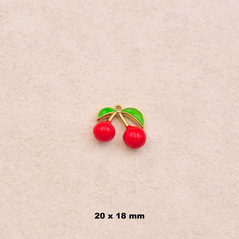 Mayorista Ikita Paris - LOTE DE 3 Colgantes con Forma de Cereza Esmaltados