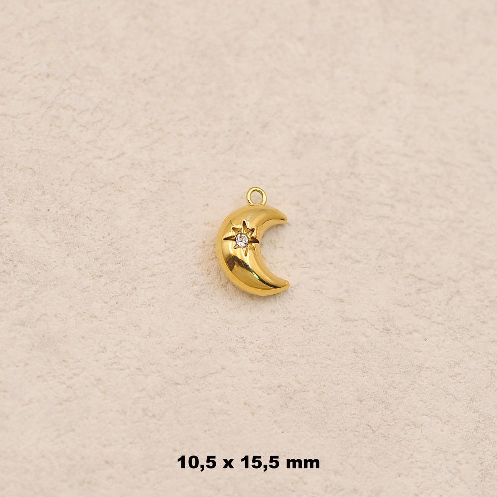 Wholesaler Ikita Paris - Set of 3 moon-shaped pendants adorned with cubic zirconia
