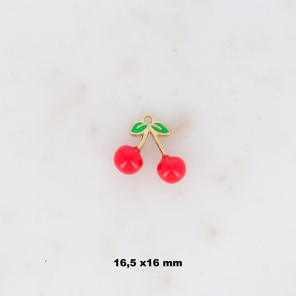Mayorista Ikita Paris - LOTE DE 3 Colgantes con forma de cereza esmaltados