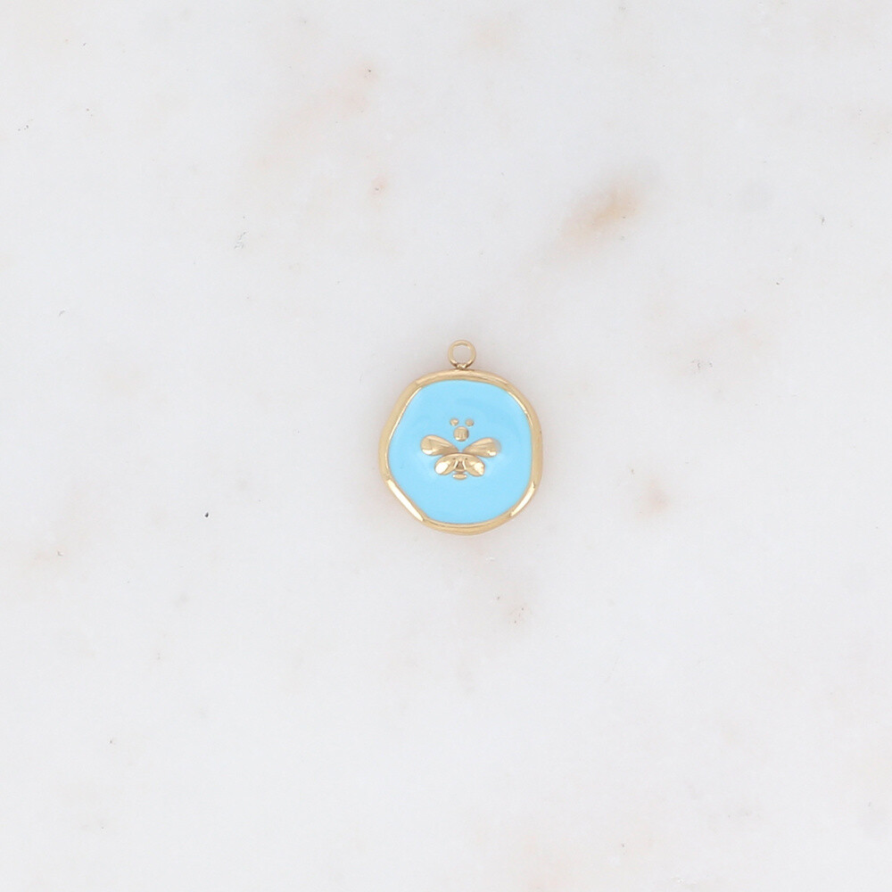 Grossiste Ikita Paris - LOT DE 3 Pendentifs ronds émaillés avec motif abeille