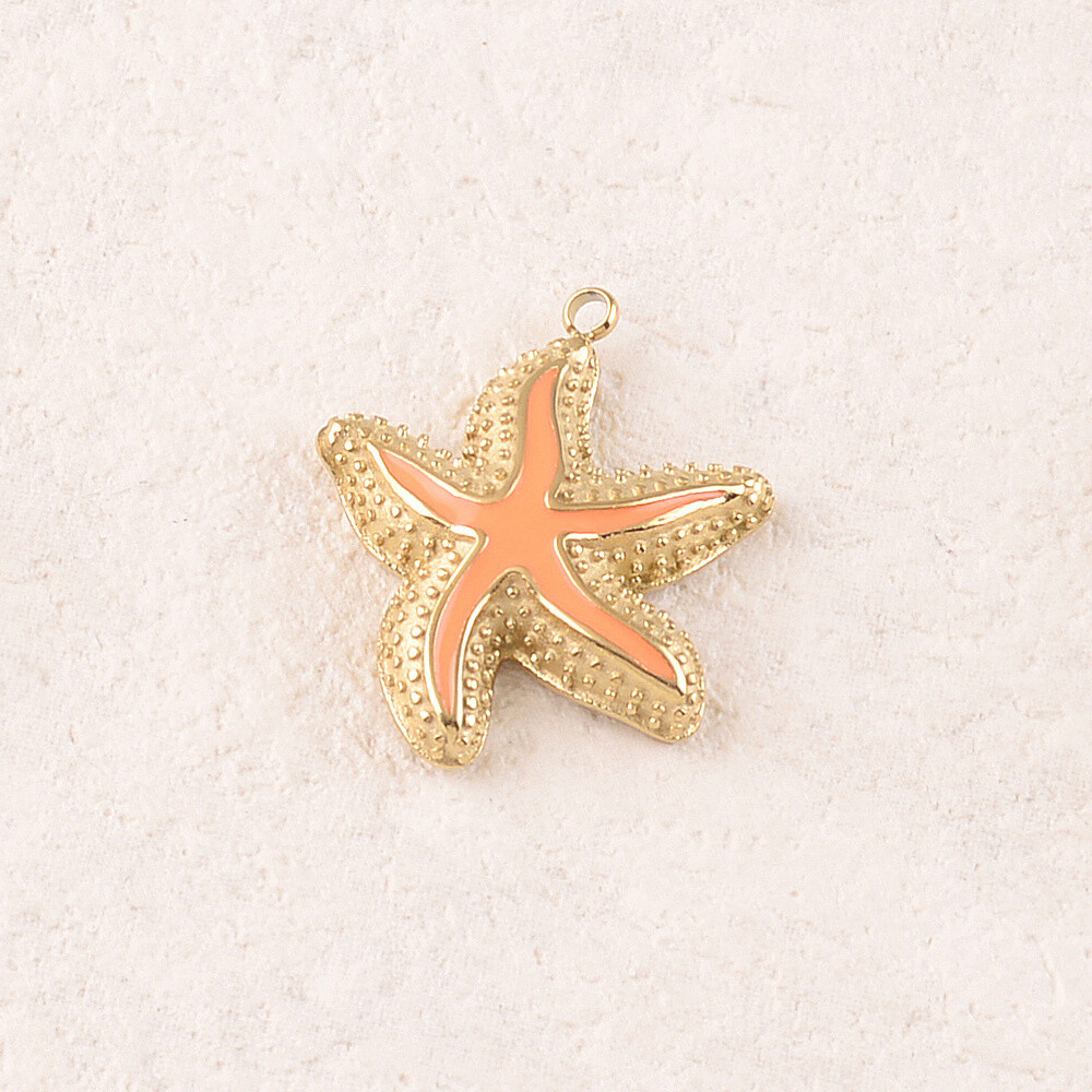 Grossiste Ikita Paris - LOT DE 3 Pendentifs forme étoile de mer émaillés