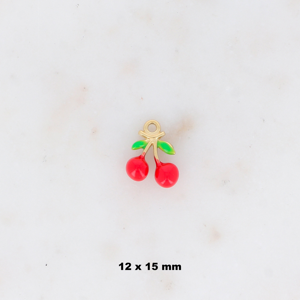 Mayorista Ikita Paris - LOTE DE 3 Colgantes con forma de cereza esmaltados