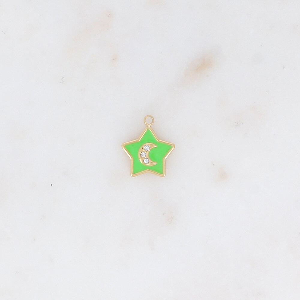 Grossiste Ikita Paris - LOT DE 3 Pendentifs forme étoile émaillés avec lune strassé