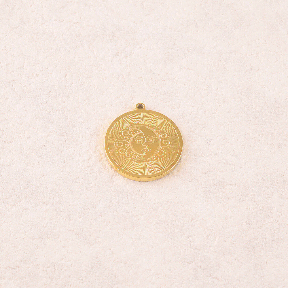 Grossiste Ikita Paris - LOT DE 3 Pendentifs ronds avec motif soleil et lune