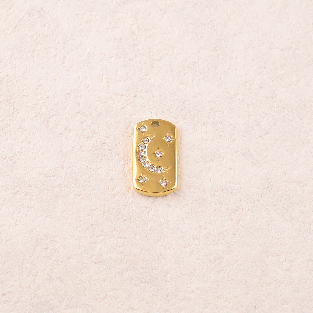 Wholesaler Ikita Paris - SET OF 3 Rectangular pendants with moon and star motif embellished with rhinestones