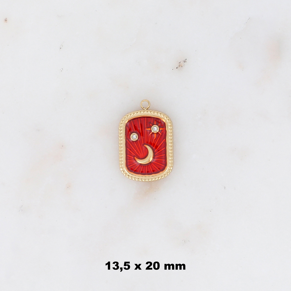 Mayorista Ikita Paris - Juego de 3 colgantes rectangulares de esmalte con diseño de sol y luna con strass