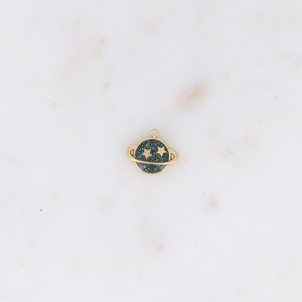 Grossiste Ikita Paris - LOT DE 3 Pendentifs forme planète émaillés avec étoiles