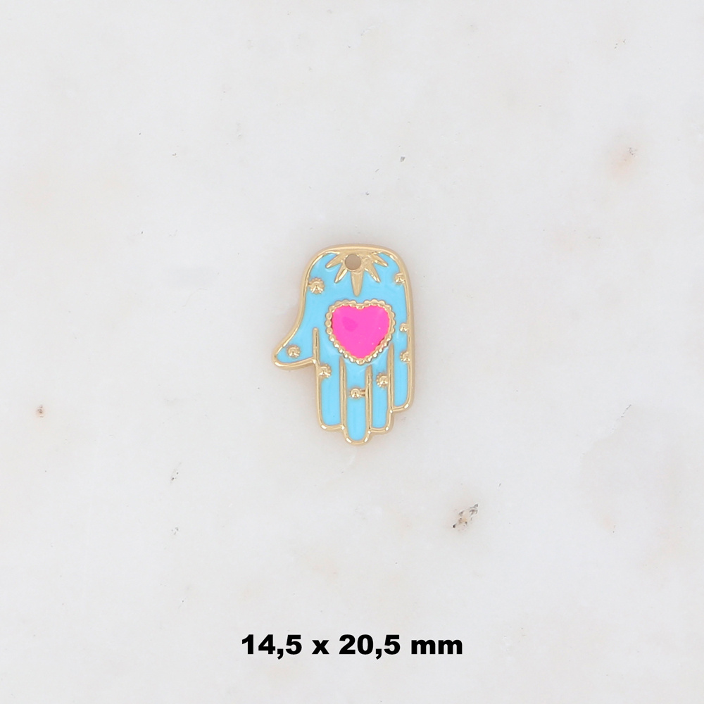 Mayorista Ikita Paris - Juego de 3 colgantes en forma de mano con diseño de corazón esmaltado