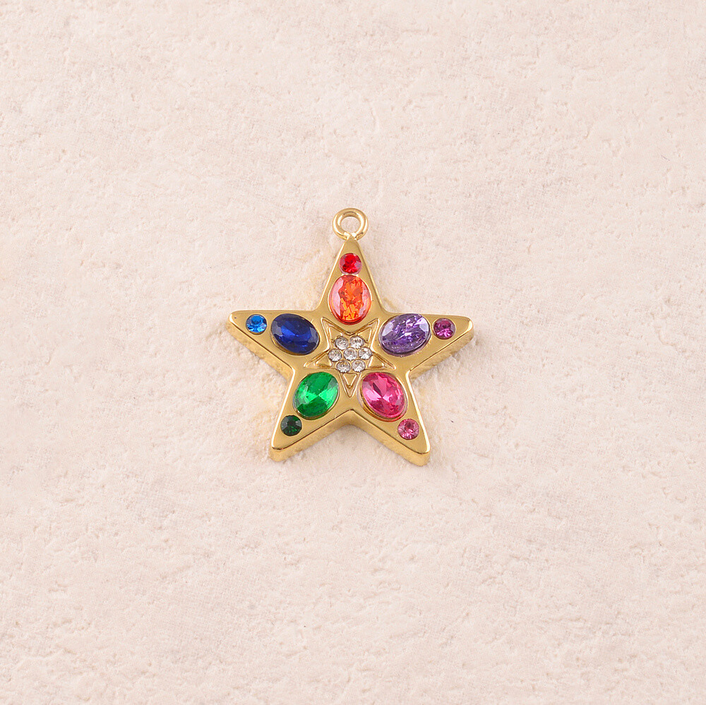 Großhändler Ikita Paris - SET VON 3 Sternförmigen Anhängern mit Zirkonia und Strass