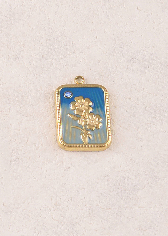 Mayorista Ikita Paris - Conjunto de 3 colgantes de esmalte rectangular con flores y motivos de diamantes de imitación